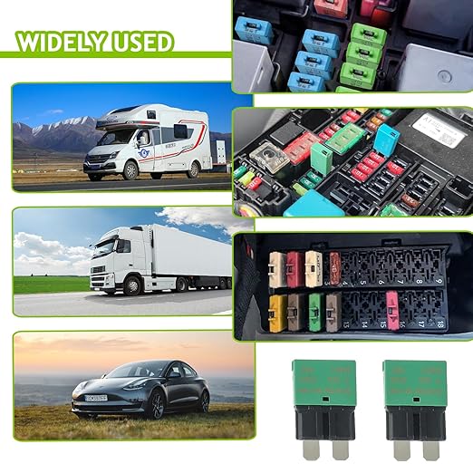 30A DC 12V-14V Auto Reset Circuit Breaker ATC/ATO Low Profile T1 Mini Blade Fuses Breakers for Car Trucks Marine Boat RV Solar and More,2 Pack