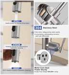 Brushed Nickel Kitchen Faucet with Pull Down Sprayer- 1.8GPM High Arc Single Handle Stainless Steel Rv Sink Faucet for Farm Laundry, Fit for 1/3 Hole with 10" Deck Plate