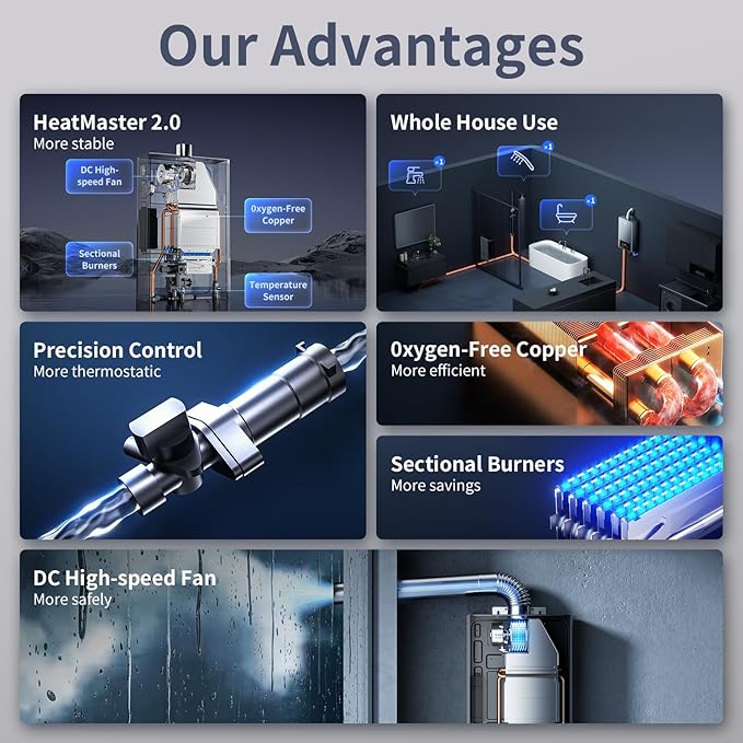 Ranein Natural Gas Tankless Water Heater, Indoor Max 3.6 GPM, 80,000 BTU Instant Hot Water Heater