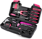 Tool Set, Mini Tool Kit, 49-Piece Household Pink Small Basic Home, Tool Set with Plastic Toolbox Tool Kit for Dorm, Great for Women,College Students, Household Use & More