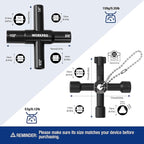 WORKPRO 2PC 4 Way Water Key Wrench, 40Cr Universal Utility Sillcock Key and Multifunctional Heavy-Duty Water Valve Key Tool for Faucet, Spigot, Electric Meter & Cabinet, 1/4", 9/32", 5/16", 11/32"