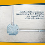 12 Pcs Electrical Box Junction Box Galvanized Steel Metal Electrical Boxes, 1/2'' and 3/4'' Knockouts, Drawn Construction, Silver (4 x 1-1/2 Inch,Classic)