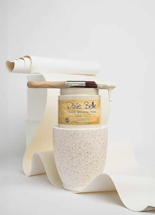 Dixie Belle Paint Company Chalk Finish Furniture Paint - Drop Cloth (16oz) - Matte Linen White Chic Chalk Mineral DIY Furniture Paint