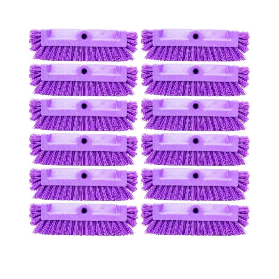 SPARTA Multi-Level Tile Scrub Brush 12" Wide Brush Head, Heavy-Duty Tile Cleaning Brush with End Bristles for Commercial Tiles, Tubs and Floor, Plastic, 12 Inches, Purple, (Pack of 12)