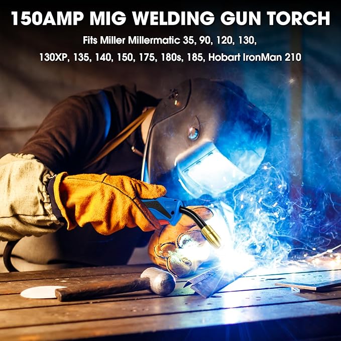 150Amp MIG Welding Gun Replacement for Miller M-150 M-15 M15 M150 249040 Millermatic 35, 90, 120, 130, 130XP, 135, 140, 150, 175, 180s, 185, Hobart IronMan 210 (15FT .035" Kit)