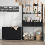 Laundry Hamper Laundry Basket with 3 Section Pull-Out Rolling Bags & 2-Tier Storage Shelf, Laundry Sorter for Organization and Storage with 2 Drawers for Laundry Room, Bathroom