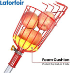 Fruit Picker Pole with Basket Segmented Fruit Picker Pole Tool for Apple Avocado Cherry Lemon Mango Orange Peach Picking(40-160")