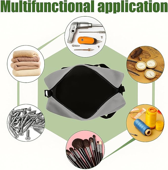 Small Tool Bag,Close Top Wide Mouth Tool Organizer Bag,Large Capacity Tool Bags for Men,Canvas Tool Storage Bag for Storage Handbag for Screwdrivers,Wrench,Pliers Hand Tools (Gray, 20 Inch)