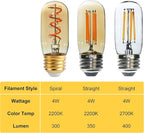 6 Pack T32 T12 Dimmable Tube LED Bulb, 4W Equivalent to 40W Amber Glass Warm E26 Base for Chandeliers, Wall sconces, Floor Lamps, Table Lamps and Other Indoor Lighting fixtures