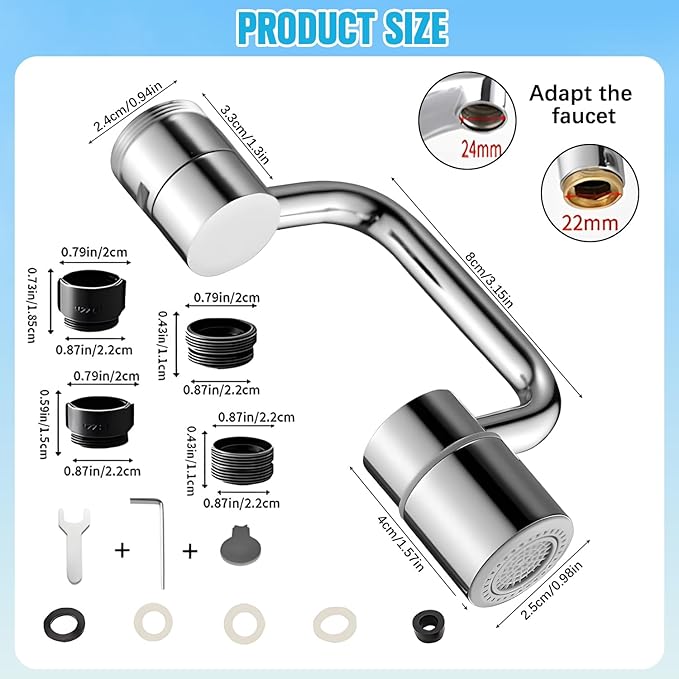 1080° Rotating Faucet Extender,Universal Sink Faucet 1440° Rotatable Faucet Aerator Extension,U Shaped Faucet Extender for Toddlers 2 Modes Adjustable,Rotatable Faucet Aerator For Kitchens & Bathrooms