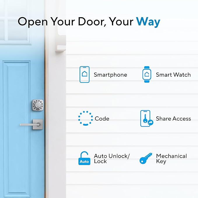 ULTRALOQ U-Bolt Smart Lock with WiFi Bridge, 6 in 1 Keyless Entry Door Lock with App Remote Control, Backlit Keypad, Auto Unlock, Smart Deadbolt Front Door, ANSI Grade 1, 1 Year Battery, Satin Nickel