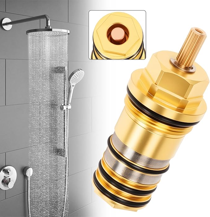 94282000 3/4" Brass Thermostatic Cartridge Valve Core Fit for Hansgrohe Ecostat Showers, for 2-Hole & 3-Hole Thermostatic Tub Fillers, for iBox Trims & ThermoBalance Panels Temperature Control