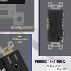 ENERLITES 10 Pack Black Decorator Receptacle with Screwless Wall Plate, Standard Electrical Wall Outlet, 15A 125V, Self-Grounding, 2-Pole, 3-Wire, 5-15R, UL Listed, 61502-TR-BKSID, Tamper Resistant