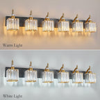 Modern Black Gold 6 Light Bathroom Vanity Light Crystal Bathroom Light Fixtures Over Mirror