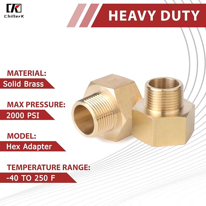 Hex Couplings, 1/8" x 1/8" NPT Male To Female Brass Hex Nipple Adapters, Brass Pipe Extension Fittings for Oil/Air/Water/Gas Systems. (2 Pack8