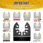 60PCS Oscillating Tool Blades, Professional Universal Titanium Oscillating Saw Blades Multitool Blades Kits for Wood Plastics Metal, Dewalt Ryobi Fein Milwaukee（2 titanium blade 58 wood blades）