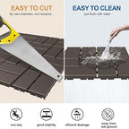 Goovilla Plastic Interlocking Deck Tiles, 27 Pack Outdoor Patio Flooring, 12"x12" Interlocking Decking Tile Outdoor All Weather Use, Waterproof Patio Paver for Pool Balcony Backyard Porch, Dark Coffee