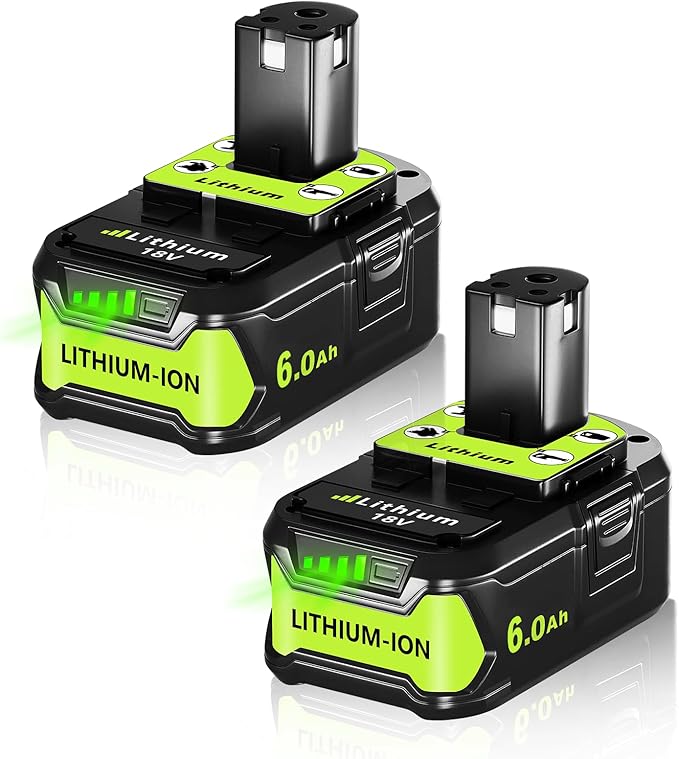 Replacement for Ryobi 18V Battery: 2 Pack 6.0Ah for Ryobi Lithium 18v Battery P108 P102 P107 P109 Cordless Power Tools Fits Craft Creator