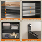 Unikito Closet System, 25 Inch Freestanding Closets Shoe Organizer, Standalone Wood Shoe Shelves, Heavy Duty Walk in Closet Tower for Bedroom, Mudroom and Entryway, 25" W x 16" D x 80" H, Black