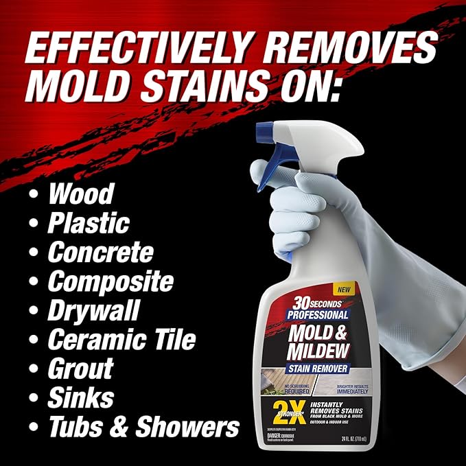 30 SECONDS Pro Mold and Mildew Stain Remover | Scrub Free | Brighter Results Instantly | Ready To Use Refill | 128 fl. oz. (2 PACK)