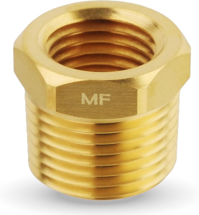 MAACFLOW brass 3/8" Male NPT to 1/4" Female NPT Adapter Reducer Hex Bushing (Thread OD 0.65" - ID 0.44") (Pack of 1)