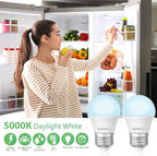LED Refrigerator Light Bulb, 40W Equivalent, 120V, Fridge Light Bulb 5000K Daylight White, A15 Appliance Bulb 5.5W for Freezer, 650LM, E26 Standard Base, 120V, Non-Dimmable, 6 Pack