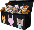 Extra Large Toy Storage Organizer with Lid - Sturdy, Collapsible Toy Chest Storage Box with Cute Design - Toys Bin with Dividers for Kids, Boys, Girls, Nursery, Bedroom, Play room 37"x16"x14"