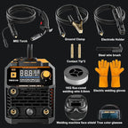 VIGRUE 140A MIG Welder, 110V Flux Core/Stick/Lift MIG 3 in 1 Welding Machine with Large Digital Screen Display & Welding Mask & Gloves