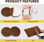 BALEINE 141PCS Felt Furniture Pads, Multi-Size Felt Pads for Chair Legs, Tables, Beds, Scratch-Reducing Floor Protectors for Hardwood Floors, Tile, Vinyl, and Laminate (141PCS, Brown)