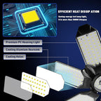 Garage Lights - 40000LM Super Bright Garage Lights Ceiling Led w/ 8 Deformable Panels Compatible for E26/E27 Screw in Socket Garage Lighting Bulb for Barn Basement Shops Attic - 2Pack