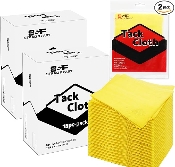 S&F STEAD & FAST Tack Cloth Automotive Painting, 30-pc Tack Cloths for Removing Dust 18" x 36", Sticky Tac Cloths, Professional Grade Tac Rags for Woodworking, Tak Rag Bulk Pack