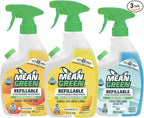 Mean Green Ultra Powered Refillable Cleaner Concentrate Variety 3 Pack – Multi-Purpose Citrus & Green Tea, Bathroom Tropical Breeze, Glass Fresh – 14.3 fl oz Each