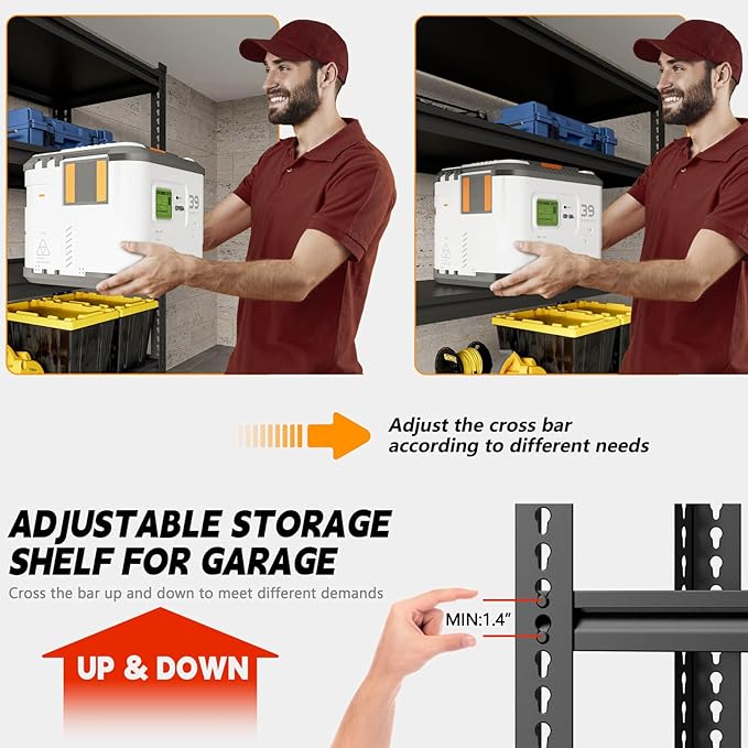 78” H x 55”W x 24”D Metal Garage Shelving, Adjustable 5 - Tier Basement Shelving, Easy Assembly, Large Size Heavy Duty Storage Rack for Garage, Basement & Workshop