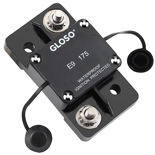 GLOSO Circuit Breaker E91 Auto Reset 175A Extended Surfacce Mount Waterproof IP67 Automotive Truck Hi-Amp (3/8" Stud, 175A)