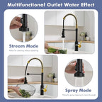 GIMILI Black and Gold Touchless Kitchen Faucet with Pull Down Sprayer, Motion Sensor Hands-Free Activated Faucet for Kitchen Sink