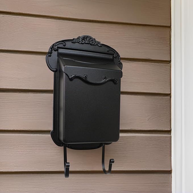 Special Lite Victoria Vertical Wall Mount Mailbox - Black Aluminum Mailbox for Wall Mount - SVV-1013-BLK