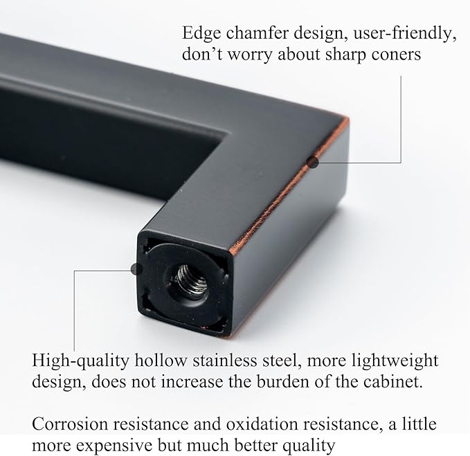 30 Pack Oil Rubbed Bronze Cabinet Pulls 8 Inch Drawer Handles Square Cupboard Handles Bronze Modern Stainless Steel Kitchen Cabinet Handles and Pulls