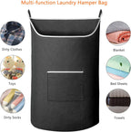 XL Hanging Laundry Hamper Bag, Black Door Hanging Hamper with Large Openging Hanging Laundry Hamper Storage Bag Large Size 36X22 Inch (Black)
