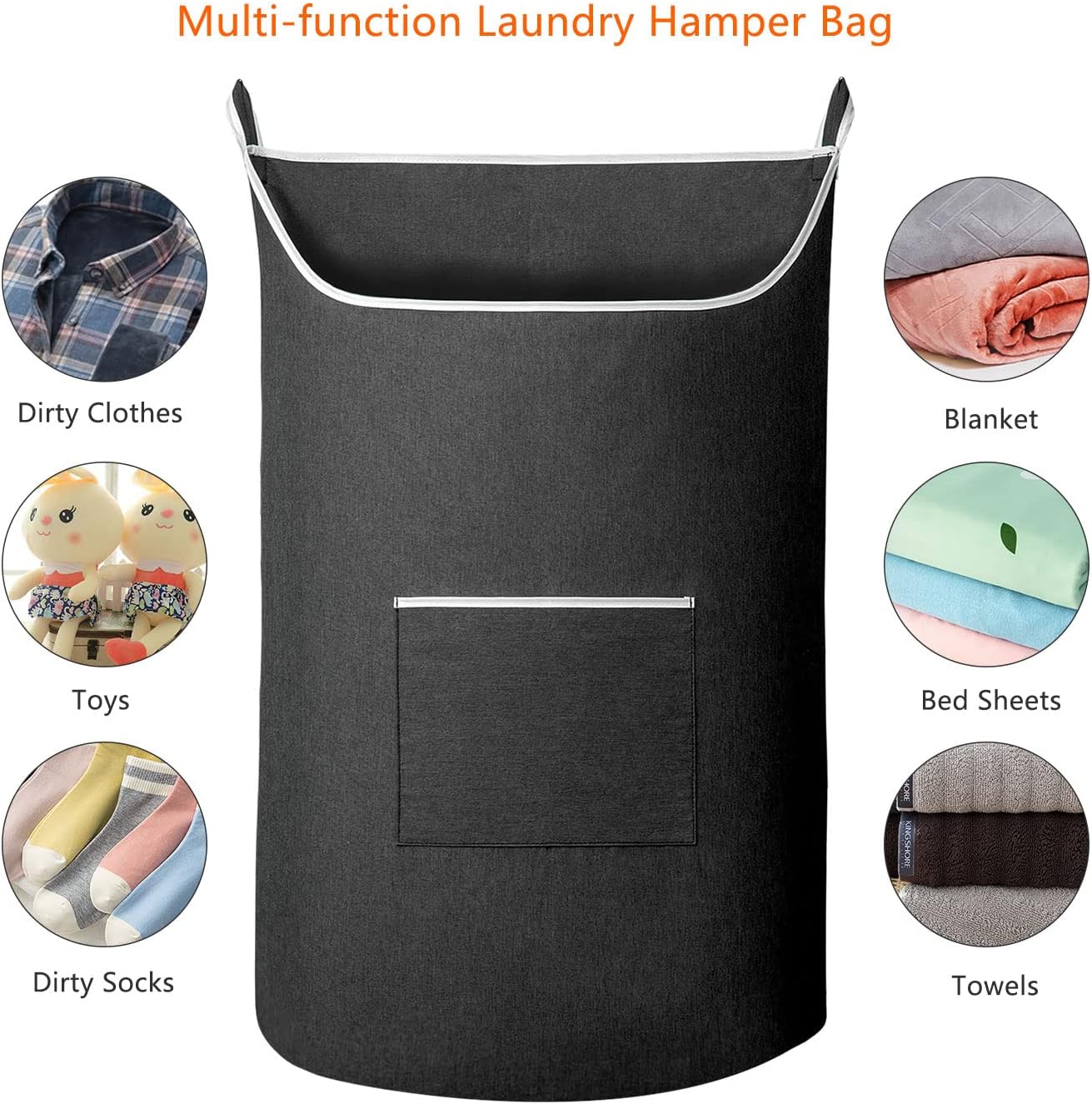 XL Hanging Laundry Hamper Bag, Black Door Hanging Hamper with Large Openging Hanging Laundry Hamper Storage Bag Large Size 36X22 Inch (Black)