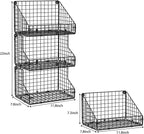 X-cosrack 3-Tier Stackable Detachable Snack Organizer (Large Size), Countertop Display/Wall Mounted Shelf with 5 Hooks Wire Basket Snack Shelf for Office Cabinets, Kitchen, Pantry, 11.8x7.8x22 Inch