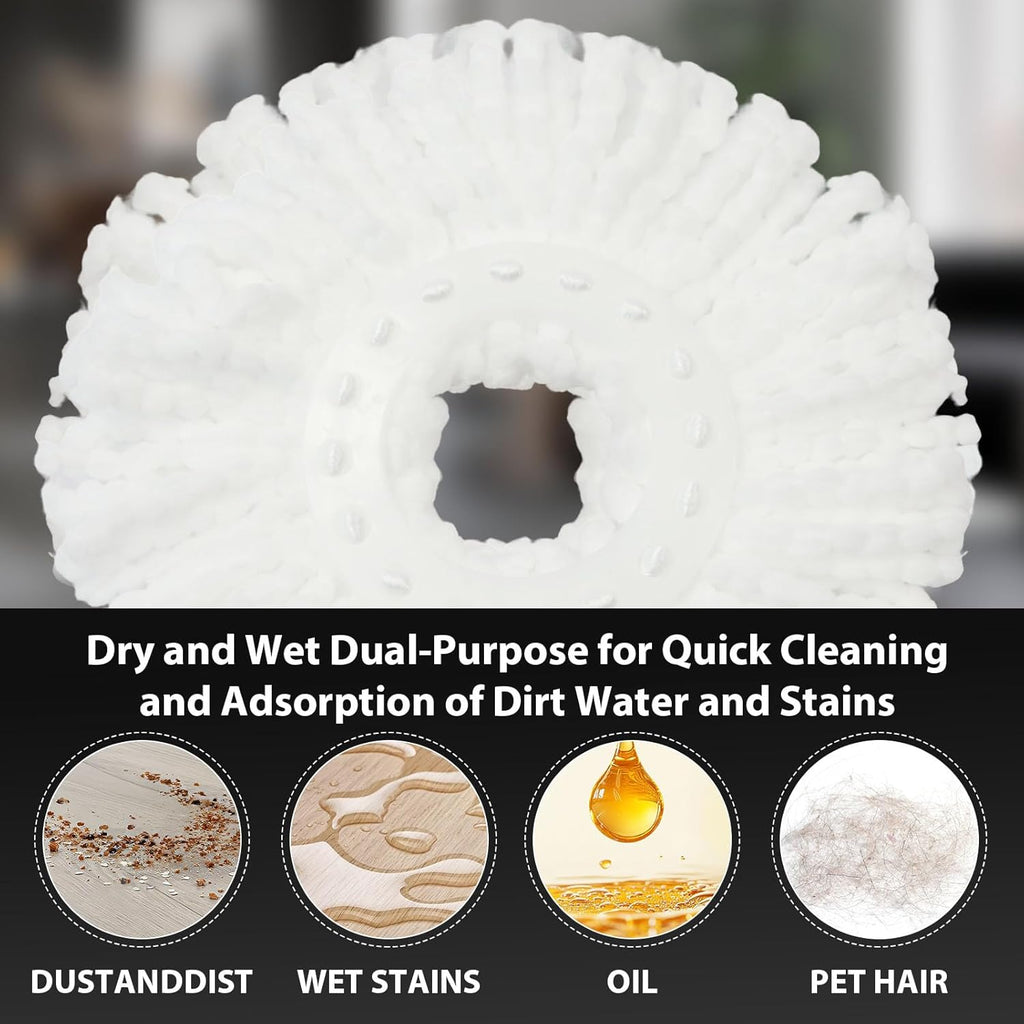 Spin Mop and Bucket with Wringer Set,360° Mop and Bucket System with 3 Microfiber Mop Refills and 50" Extended Handle for Floor Cleaning (Black)