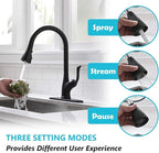APPASO Matte Black Kitchen Faucet with Pull Down Sprayer and Soap Dispenser, Single Handle Commercial High Arc One Hole Pull Out Spray Head Kitchen Sink Faucets