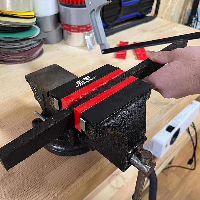 S&F STEAD & FAST Soft Jaws for Bench Vise 4.5 inch, 2 pairs, Strongly Magnetic Vise Jaw Pads, TPU, Multi-Groove and Textured Inserts, for Clamping Woodworking Metal Plastics