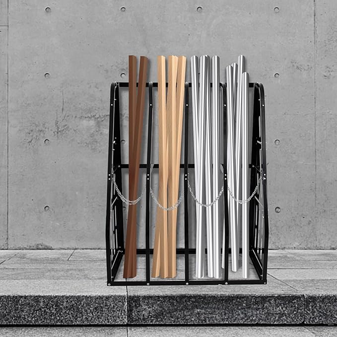 Vertical Bar Rack 1500 LB Capacity, 4 Bays Storage Rack 47" W x 24" D x 60" H, Long Parts Metal Rack, Lumber Storage Rack for Garage Storage, Black