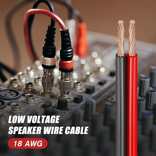 18Gauge 50FT Electrical Wire Cable Flexible Wire Extension Cord 18AWG Copper Clad Aluminum Copper Wire 2 Conductors Red Black Parallel Wire line Hookup LED Lighting Strips 12V/24V DC Cable