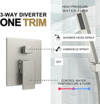 Lava Odoro Modern 2-Setting Square Shower System with Rain Shower Head and Handheld Spray Brushed Nickel, Rainfall Shower Faucet Set Brushed Nickel, Shower Valve and Trim Kit, SF103-BN