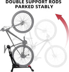 Foldable 2-in-1 Floor Bike Stand, Vertical & Horizontal Bicycle Storage Rack for Garage Storage, Indoor, Sturdy Carbon Steel, Fits Up To 29" Mountain/Road Bikes, No Drilling, Space-Saving