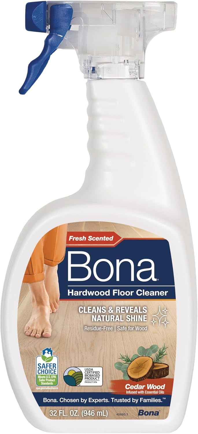 Bona Hardwood Floor Cleaner Spray - 32 fl oz - Cedar Wood Scent - Refillable - Residue-Free Floor Cleaning Solution for Wood Floors