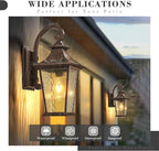 Emliviar 18.1" Outdoor Wall Light in Oil Rubbed Bronze Finish, Outside Wall Mount Light for Front Door, Water Ripple Glass with Die-cast Aluminum, 500181 ORB