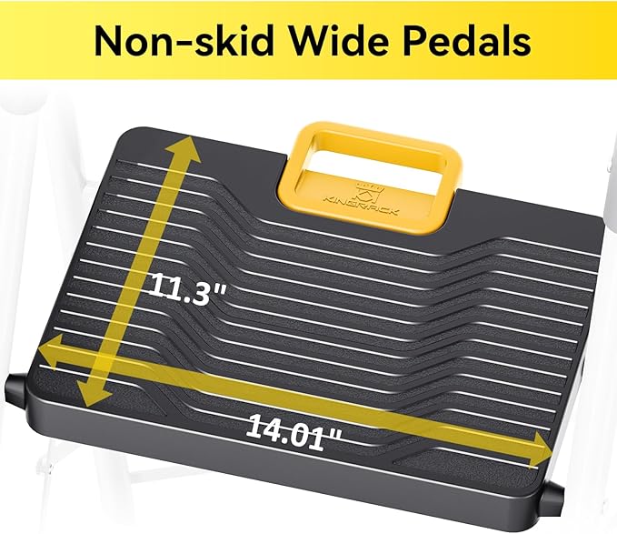 KINGRACK 2 Step Folding Ladder, 800lbs Capacity Step Stool with Safety Lock, Non-Skid Wide Pedals, and Handrail, Lightweight, Household Ladder for Home, Kitchen, Pantry, Closets, and Office Use, White